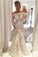 Sheath Mermaid Long Boat Neckline Lace Wedding Dresses With