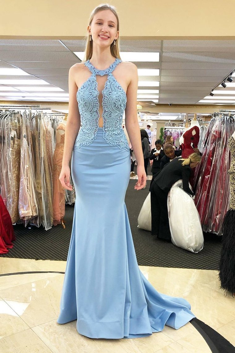 2021 Prom Dresses Mermaid Satin With Appliques Sweep