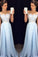Scoop Sleeveless A-line Chiffon Long Prom Dress evening dresses
