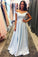 Charming Off The Shoulder Long Light Sky Blue Simple Prom