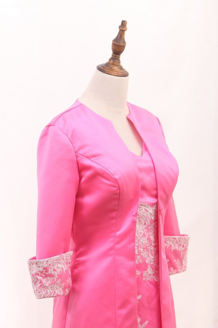 Satin V Neck With Applique And Jacket Mother Of