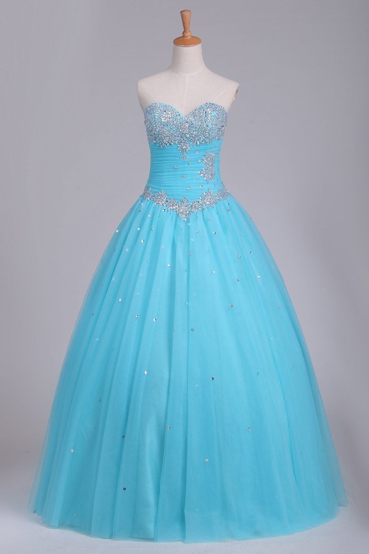 2024 Quinceanera Dresses Sweetheart Tulle With Beads And Ruffles Ball