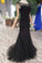 Sequins Bodice Prom Dresses Tulle Mermaid Sweep Train