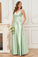 A-line V-neck Soft Satin Long Bridesmaid Dress with Pockets