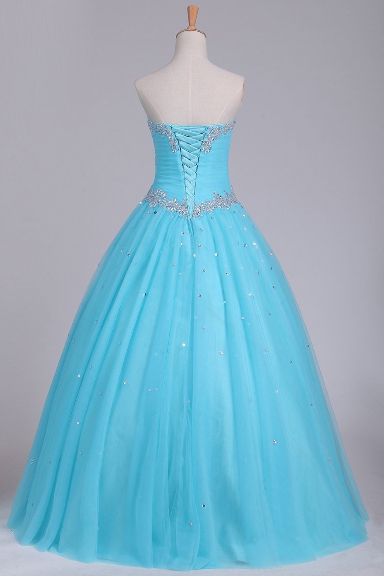 2024 Quinceanera Dresses Sweetheart Tulle With Beads And Ruffles Ball