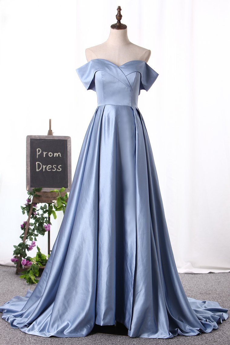 2024 Off The Shoulder Prom Dresses A Line Satin With