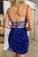 Sparkly Royal Blue Lace Up Sequins Homecoming Dresses