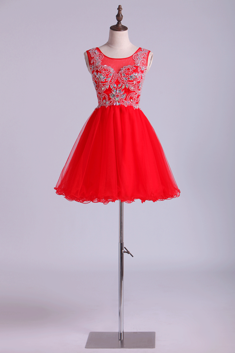 Scoop Beaded Bodice Homecoming Dresses A Line Short