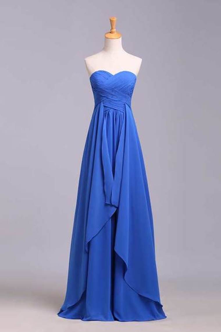 Simple Prom Dresses Sweetheart Ruffled Bodice A Line Floor Length
