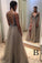 Pretty Deep V-Neck Long Beading Tulle A-Line Gray Prom