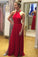 Formal Red Beading Chiffon Open Back Long Flowy Prom