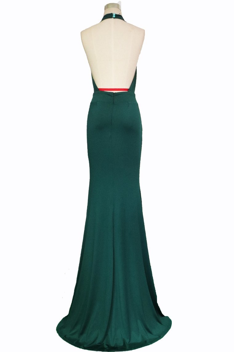 Green Mermaid Backless Prom Dresses,Sexy Evening Gowns For