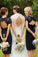 Sheath Navy Blue Open Back Lace Bridesmaid Dresses Wedding Party