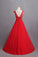 2024 Prom Dresses A Line Scoop Long Tulle V Back Red