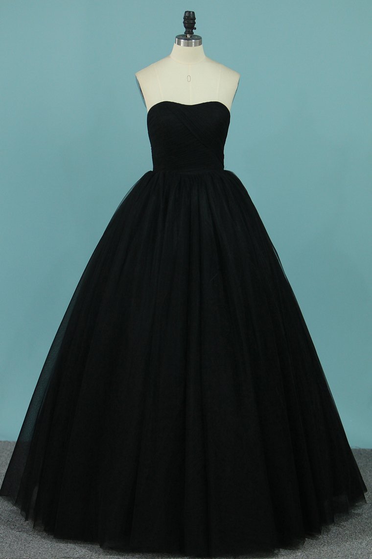 2024 New Arrival Tulle Prom Dresses Strapless A Line With