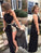 New Style Black Backless Sexy A Line Sleeveless Sequin Beaded Bodice Chiffon Evening Dress