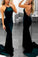 Sexy Backless Dark Green Mermaid Spaghetti Straps Sleeveless Custom Cheap Prom Dresses