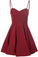 Simple A-Line Spaghetti Straps Satin Burgundy Short Homecoming Dress With Pleats