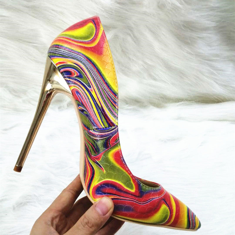 High-heels Yellow Ombre Colorful Fashion Women Party Shoes