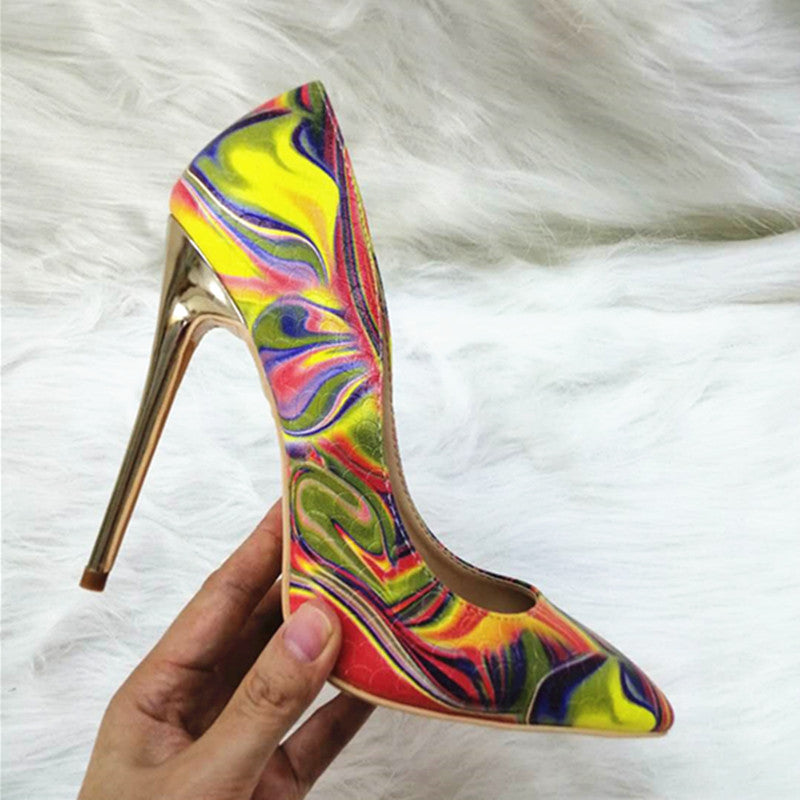 High-heels Yellow Ombre Colorful Fashion Women Party Shoes