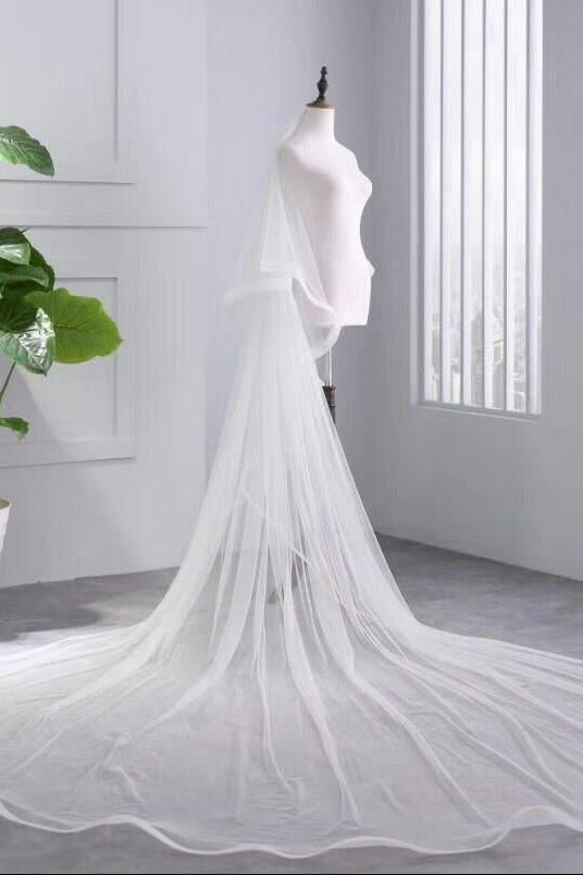 Princess Cheap Tulle Long Length Vintage Wedding Veils Bridal Veils