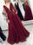 A-Line/Princess Long Sleeves V-neck Sweep/Brush Train Applique Tulle Dresses TPP0002723