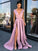 A-Line/Princess Sleeveless V-neck Floor-Length Ruffles Satin Dresses TPP0003041