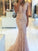 Trumpet/Mermaid Sleeveless V-neck Sweep/Brush Train Applique Lace Dresses TPP0002553