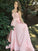 A-Line/Princess V-Neck Sleeveless Floor-Length Lace Satin Dresses TPP0003002