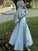 A-Line/Princess Long Sleeves Scoop Floor-Length Beading Satin Muslim Dresses TPP0003343