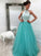 A-Line/Princess Halter Sleeveless Floor-Length Lace Tulle Dresses TPP0002925