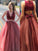 A-Line/Princess Sleeveless V-neck Sweep/Brush Train Ruffles Tulle Two piece Dresses TPP0003297