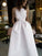 A-Line/Princess Sleeveless Halter Tea-Length Ruffles Satin Dresses TPP0003225