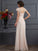 A-Line/Princess Square Short Sleeves Lace Long Chiffon Dresses TPP0002685