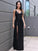 Sheath/Column Sequins Ruffles V-neck Sleeveless Floor-Length Dresses TPP0001783