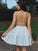 A-Line/Princess Lace Applique Spaghetti Straps Sleeveless Short/Mini Homecoming Dress TPP0002530