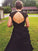 A-Line/Princess Jewel Sleeveless Floor-Length Beading Satin Dresses TPP0002629