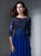 A-Line/Princess Scoop Applique 3/4 Sleeves Long Chiffon Dresses TPP0002930