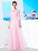 A-Line/Princess Bateau 1/2 Sleeves Floor-Length Applique Tulle Dresses TPP0003331