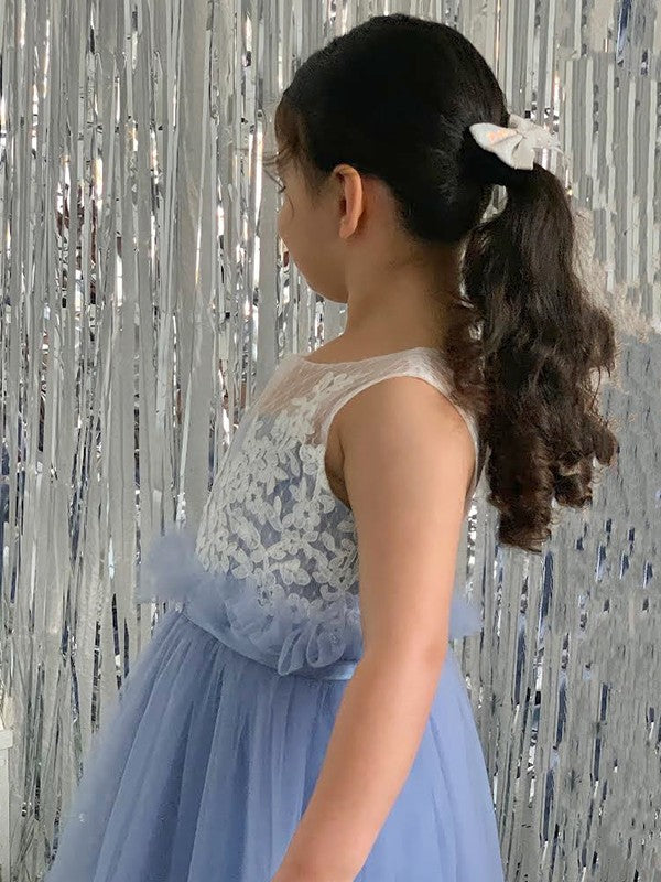 A-Line/Princess Tulle Lace Scoop Sleeveless Knee-Length Flower Girl Dresses TPP0007465