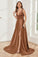 A-line V-neck Sleeveless Soft Satin Long Bridesmaid Dress