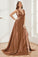 A-line V-neck Sleeveless Soft Satin Long Bridesmaid Dress