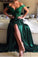 Dark Green Lace A-Line Long Charming Evening Dress Formal Women Dress Prom Dresses