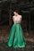 Simple Halter With Sleeveless Green A Line Floor Length Prom Dresses