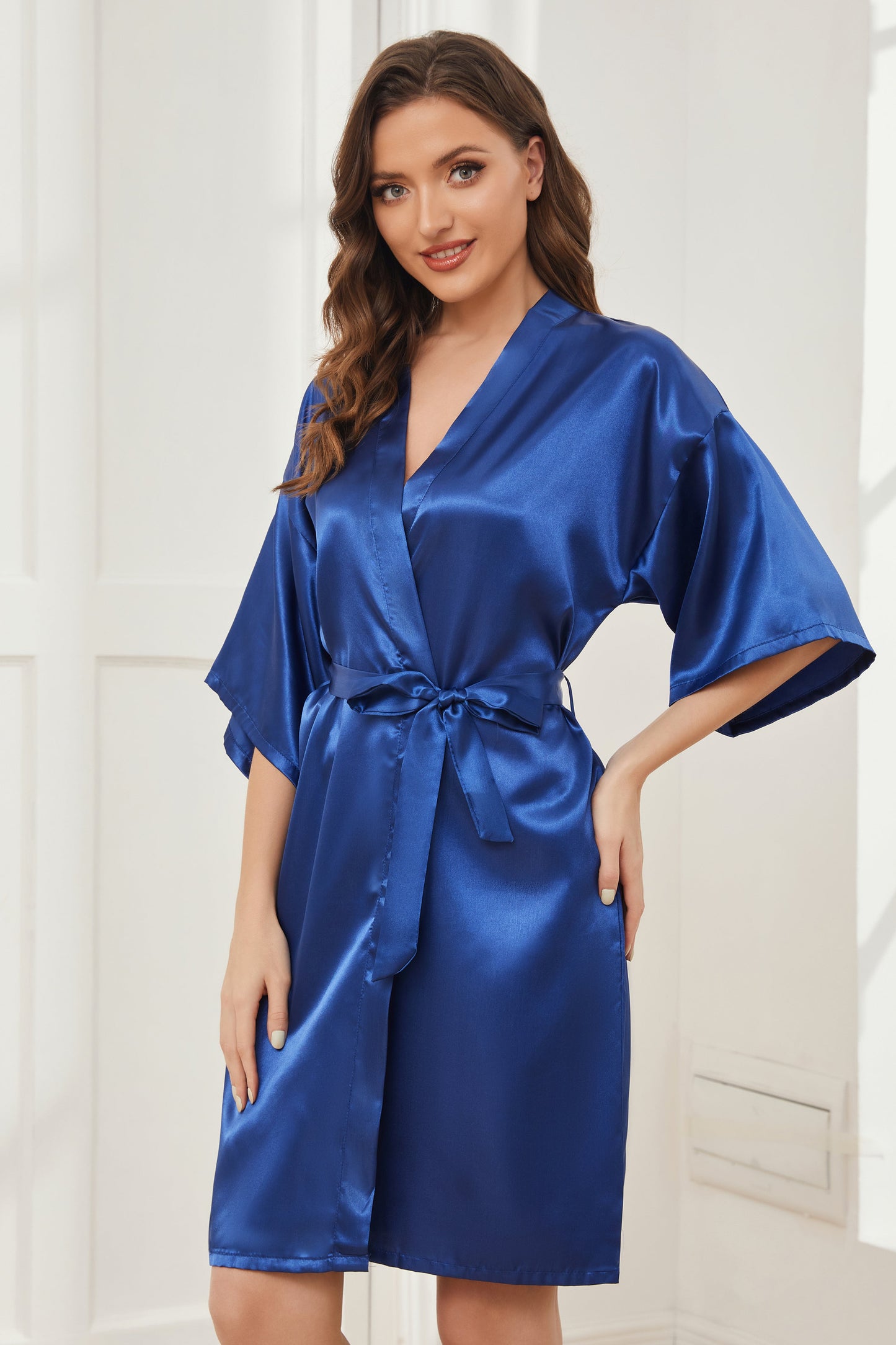 Ready Satin Royal Blue Robe for Bridesmaid