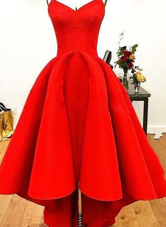 New Fashion High Low Red Vintage Strapless Sleeveless Formal Gowns online prom dresses