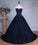 Princess Ball Gown Sweetheart Navy Blue Beads Ruffles Long Tulle Prom Dresses with Lace up