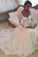 Charming Long Sleeves V Neck Sweep Train Wedding Dresses Lace Appliques