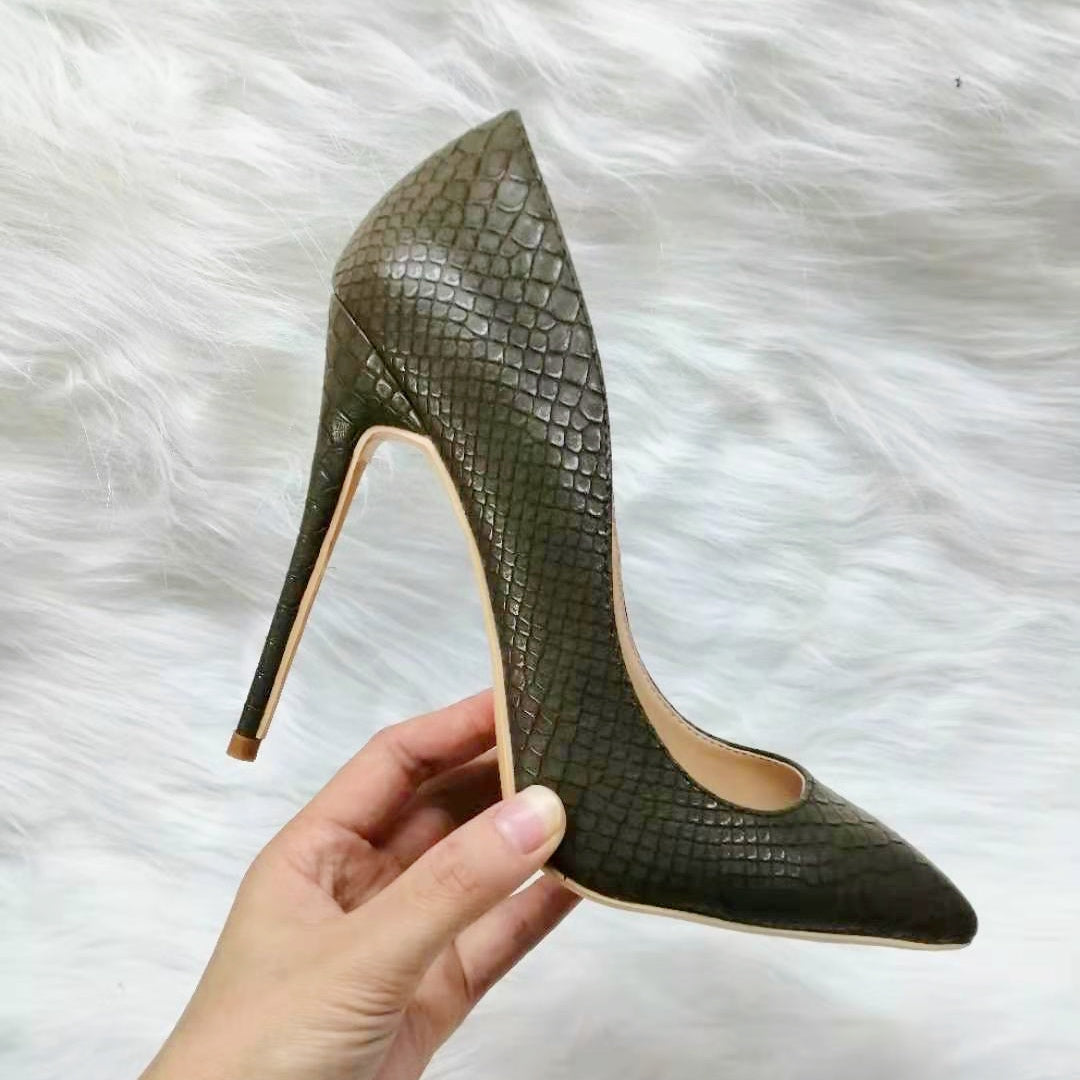 High Heels with Snakeskin Patterns Fashion Women Party Shoes